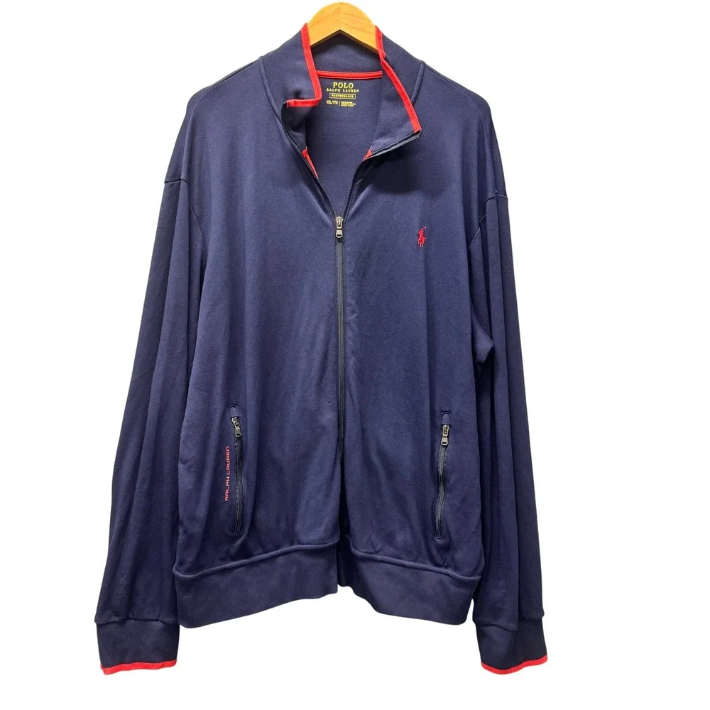 Polo Ralph Lauren Track Jacket Mens XXL 2XL Performance Navy Blue Full Zip
